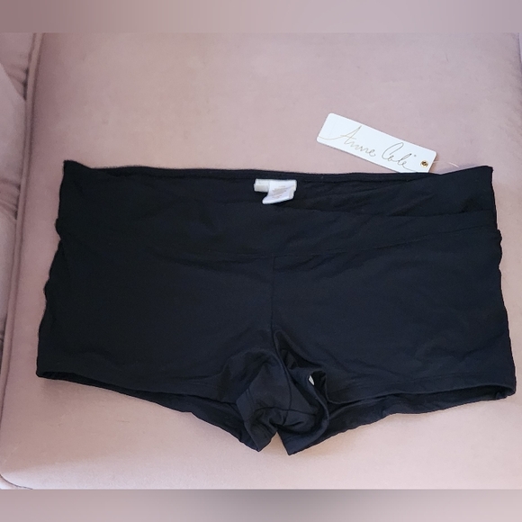 Anne Cole Black Twist Front Boy Short NWT Sz L - Picture 3 of 8